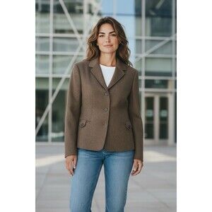 Vintage Talbots Pure Camel Hair Blazer Jacket Tan Womens Size 10 Made In Italy